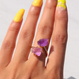 Eternal Love Rose Quartz and Amethyst Double The Attention Ring In Gold Duo - Beau Life