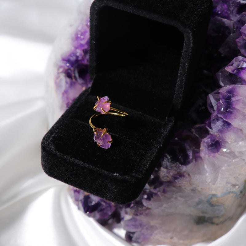 Double The Attention Amethyst Ring