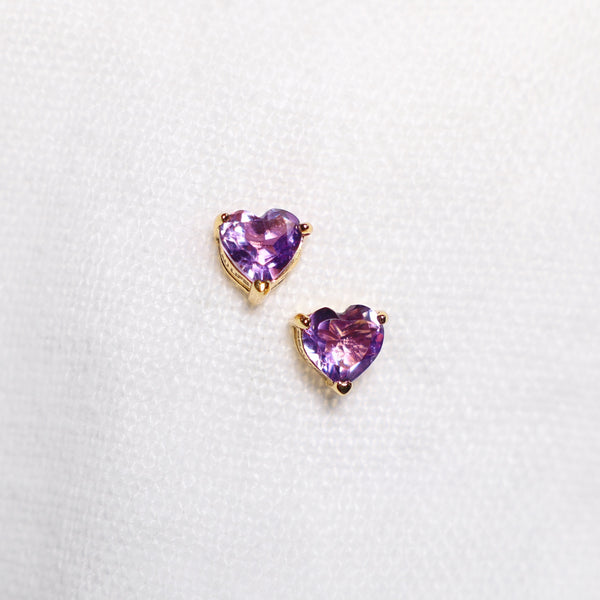 Amethyst Crystal Heart Earrings