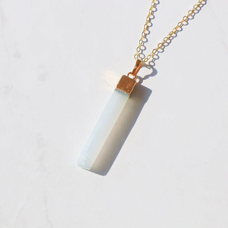Pure Energy Gold Selenite Necklace in 925 Sterling Silver.