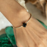Black Obsidian Crystal Bangle In Gold Plated 925 Silver - Beau Life