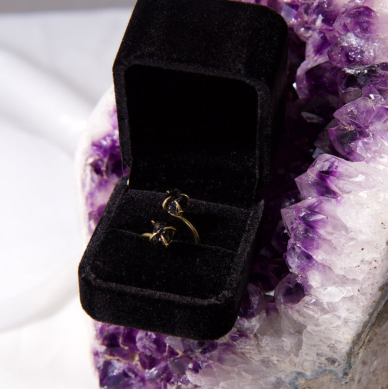 Double The Attention Black Obsidian Ring