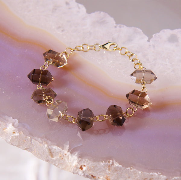 Starseed Crystal Point Bracelet In Smoky Quartz
