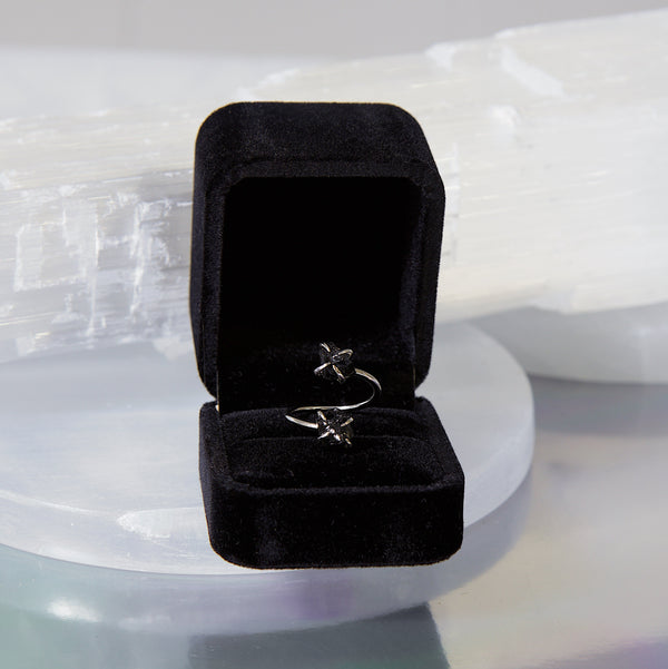 Double The Attention Black Obsidian Ring