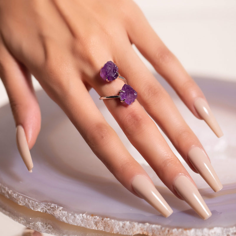 Double The Attention Amethyst Ring